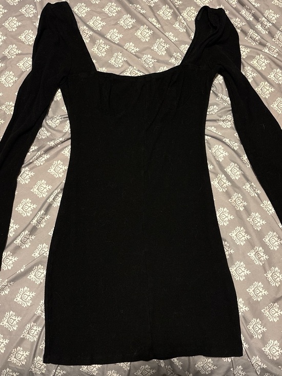 Princess Polly Dresses & Skirts - Princess Polly Black Long-Sleeve Square Neck Bodycon Mini Dress